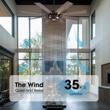 LuminFan 72 inch Large Ceiling Fans with Lights and Remote, Black Modern Ceiling Fan for Living Room, Patios, 6 Speed Reversible Quiet DC Motor, 8 Blades, Easy to Install LuminFan