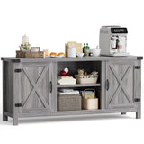 YESHOMY Farmhouse Buffet & Sideboard, 58" Kitchen Storage Cabinet with Adjustable Shelves & Doors, Wood Coffee Bar for Living Room, Entryway, Gray Washed YESHOMY