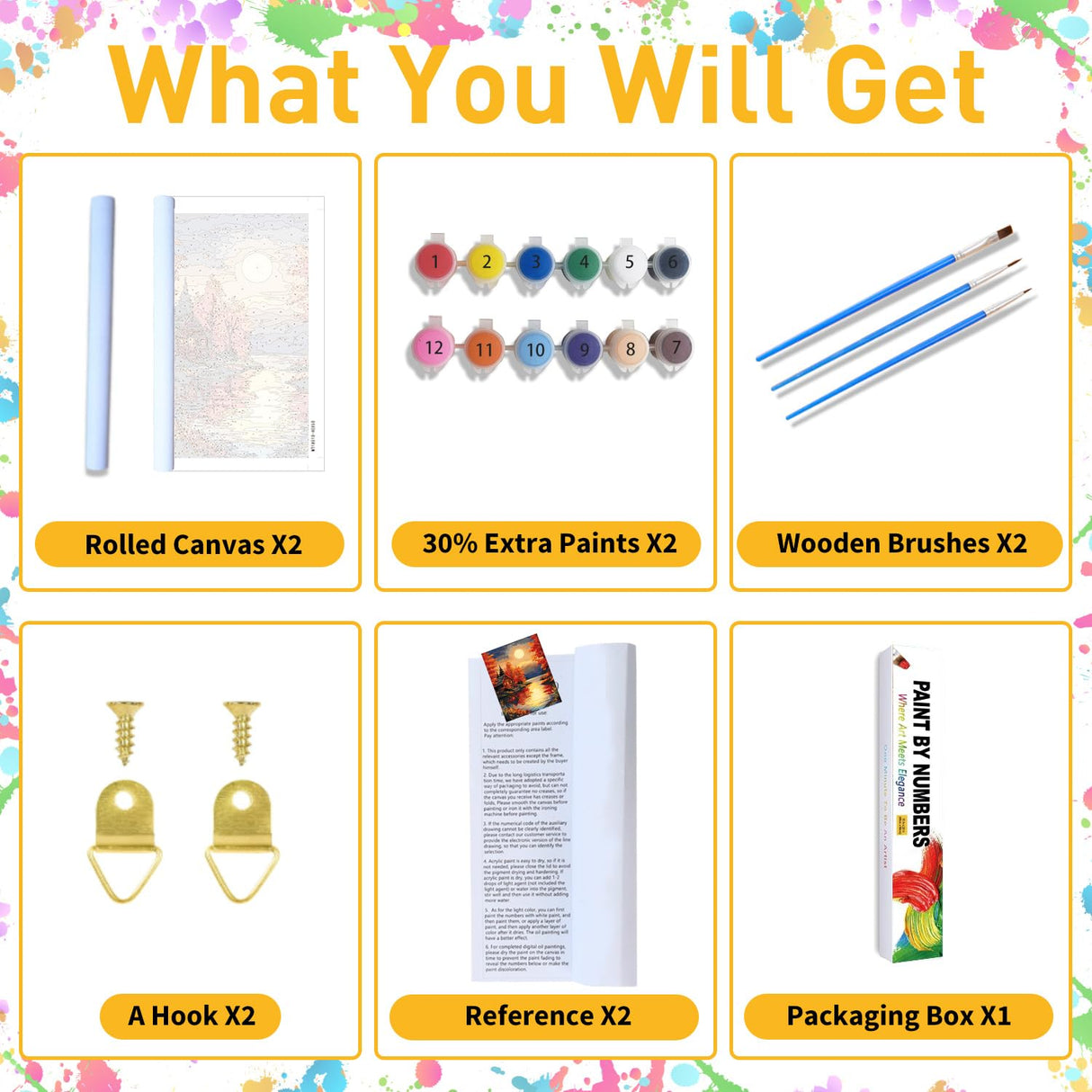 2 Pack Landscape Paint by Numbers for Adults, Landscape Paint by Numbers Kit for Adults, DIY Acrylic Adult Painting by Numbers Kits on Canvas for Gift Home Wall Art Decor 12x16 Inch (Rolled Package) Mandun