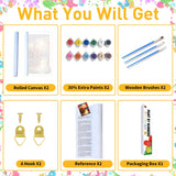 2 Pack Landscape Paint by Numbers for Adults, Landscape Paint by Numbers Kit for Adults, DIY Acrylic Adult Painting by Numbers Kits on Canvas for Gift Home Wall Art Decor 12x16 Inch (Rolled Package) Mandun