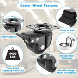 Nefish 3 Inch Caster Wheels Set of 4, Heavy Duty Plate Swivel Casters 4400 LBS, Low Center of Gravity Design Nylon Industrial Caster Wheels for Equipment, Machine, Toolbox Workbench Nefish