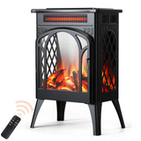 Rintuf Small Electric Fireplace Heater, 1500W Infrared Fireplace Stove with 3D Flame Effect, Adjustable Thermostat, 8H Timer, Remote Control, Freestanding Space Heaters for Indoor Use Large Room Safe Rintuf
