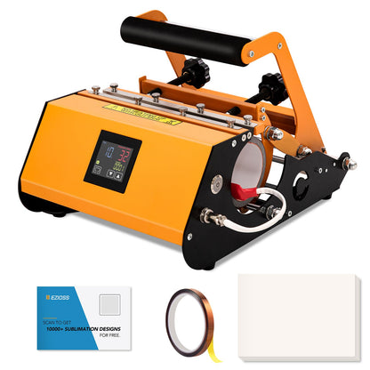 Tumbler Heat Press Machine - EZIOSS Versatile Mug Press for 30, 20, 16, 15, 11 OZ Cups - with Thermal Transfer Paper, Tape & DIY Free Template - Ideal Sublimation Printers for Heat Transfer - Orange