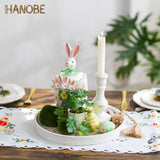 Hanobe Decorative Serving Tray Round: Farmhouse Coffee Table Tray for Ottoman Boho Wooden Centerpiece Rustic White Washed Mandala Home Decor Living Dining Room Kitchen Counter Display Hanobe