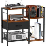 Snughome AV Media Stand, Record Player Stand with Vinyl Storage Holds up to 280+ Albums, Audio Video Rack Album Storage Shelves for Vinyl, Turntable Stand Record Holder Media Console Stereo Cabinet Snughome
