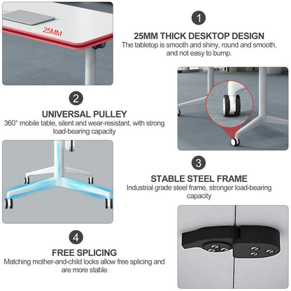 Folding Conference Table, Conference Room Table Flip Top Mobile Meeting Seminar Tables with Wheels, Modern Foldable Office Training Room Table for Home Office Classr (2Pcs 47.2in) - WoodArtSupply