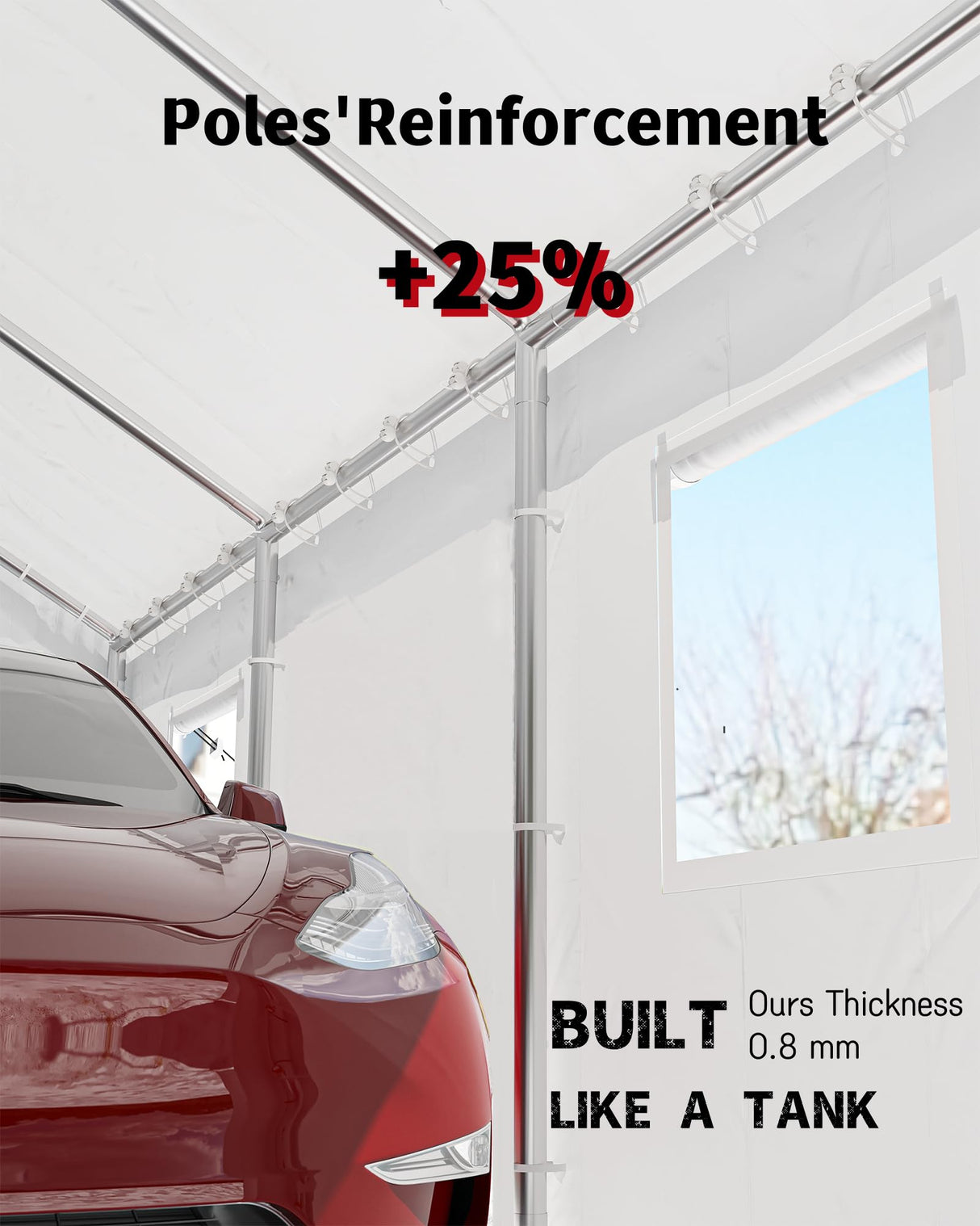Hipicute 12' x 20' x 11' Heavy-Duty Portable Garage with Canopy Roof, Front and Back Doors, Roll-Up Windows, Portable Carport Reinforced Structure for Cars, Trucks, Boats, and Parties - White Hipicute