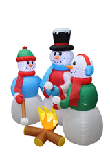 5 Foot Tall Huge Christmas Inflatable Snowmen Snowman Campfire Camping Roasting Marshmallows LED Lights Outdoor Indoor Holiday Decorations Blow up Lawn Inflatables Home Family Decor Yard Decoration BZB Goods