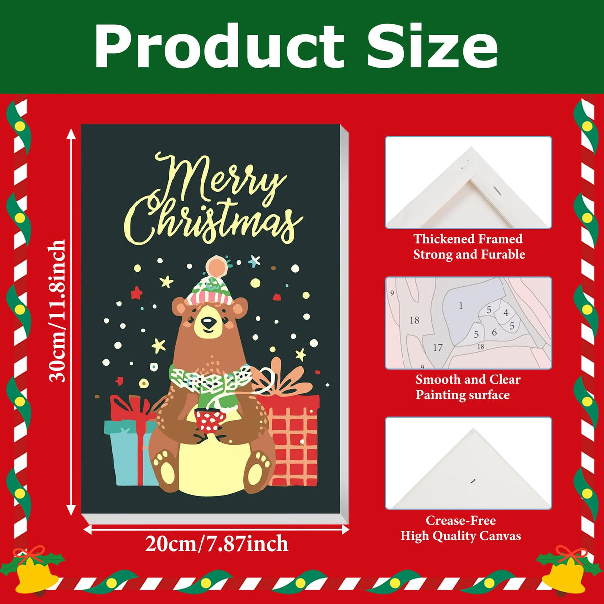 4 Pack Paint by Number for Adults, Christmas Paint by Numbers Kit for Adults Beginners, Easy DIY Acrylic Painting by Number Kits for Gifts Home Decor 8x12 Inch hkejoi