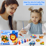 Magnetic Mini Tile Art-DIY Craft Kits for Kids,Fridge magnet painting kit for kids Ages 4-8,Soft Leather Fridge Magnets Craft Paint Set Animals & Vehicles,Party Favors for Kids 8-12 DerzuanAscent