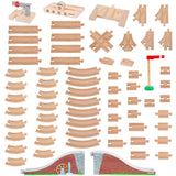 Orbrium Toys 68 Pcs Wooden Train Track Expansion Pack Compatible with Thomas Wooden Train, Brio, Thomas The Tank Engine (68 Pcs) Orbrium
