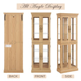 CKEASEAN Curio Cabinet 71" Lighted Glass Display Case, Wooden Wine Bar Cabinet with 6 Adjustable Shelves, Tempered Glass Doors, Light Bulb Included, Rack for Living Room Liquor Storage (Light Oak) CKEASEAN