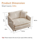 mikibama 41.4" W Single Seat Sofa, Chenille Comfy Deep Upholstered Couch Armchair with Toss Pillow for Living Room Bedroom Office Apartment, Light Coffee mikibama