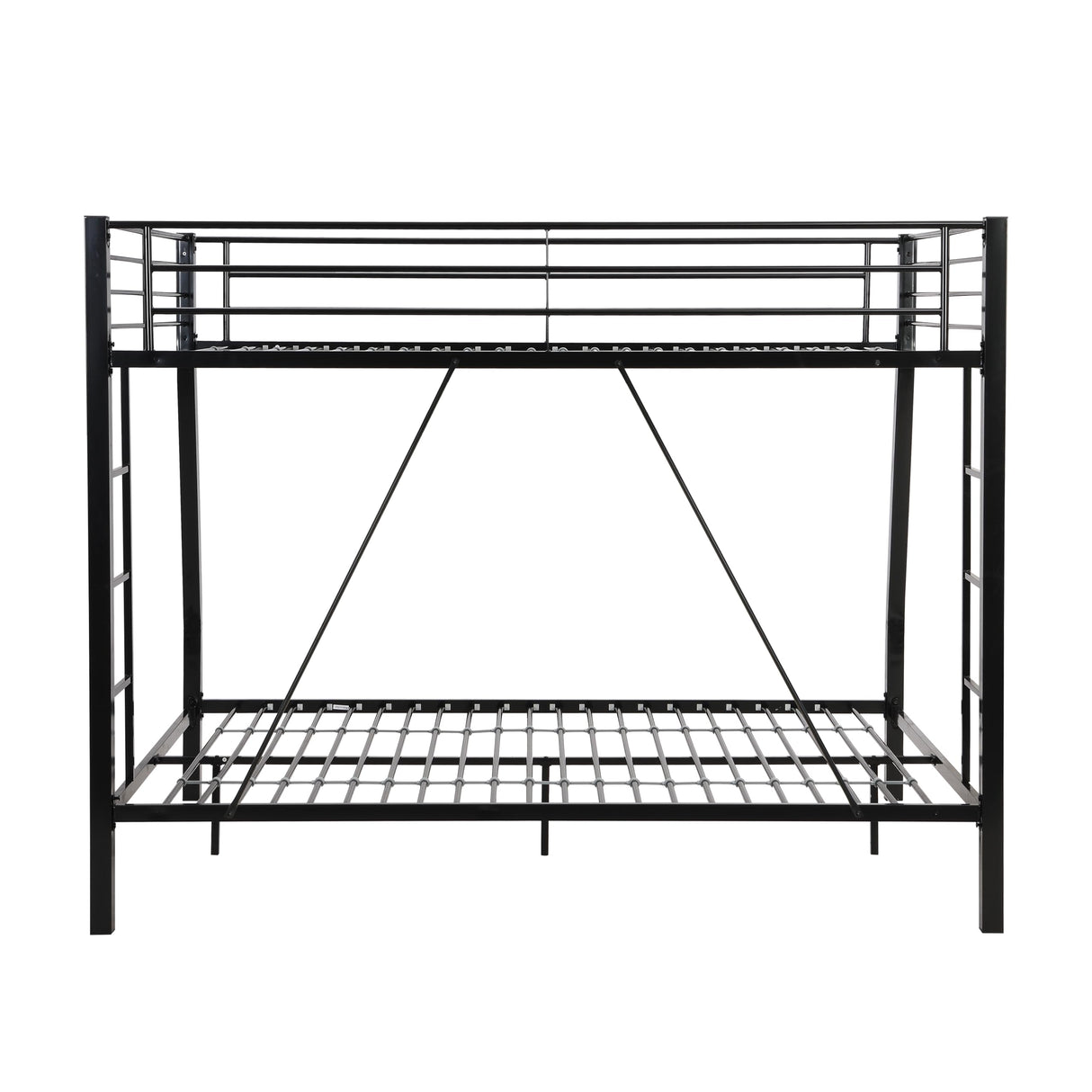 FUSVZ Metal Full XL Over Queen Bunk Beds for Adults and Teens, Modern Style Metal Bunk Bed Full XL Over Queen Size, Heavy-Duty Bunk Beds Frame with 2 Ladders for Kids Boys Girls Teens Adults (Black) FUSVZ
