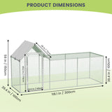 VerisShade Metal Chicken Coop, Large Chicken Run for 6/10 Chickens, Walk-in Chicken Coop for Yard Poultry Cage with Waterproof and Anti-Ultraviolet Cover for Rabbits Duck Outdoor,10' W x 3.3' D x 5' H VerisShade