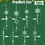 Crystal Ornaments Christmas Tree Decorations - 21pcs Christmas Tree Ornaments Sparkling Dazzling Festival Party Decoration Crystal Snowflake Design Hanging Ornament Holiday Season Home Decor Lapogy