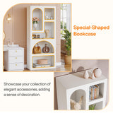 Tribesigns 70.87" Tall Geometric Bookshelf, White Arched Bookcase with 5 Irregular Storage Shelves, Modern Open Art Decor Display Shelf Free-Standing for Living Room, Bedroom, Closet Tribesigns