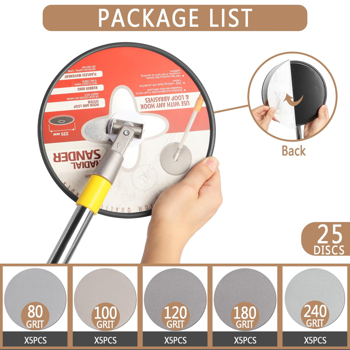 Pole Sander for Drywall, Radial Sander 9 Inch with Pole, Wall Sander for Painting Prep, 360 𝑫𝒆𝒈𝒓𝒆𝒆 𝑹𝒐𝒕𝒂𝒓𝒚 Round Circular Hand Sanding Head for Dry Wall and Ceilings Podoy