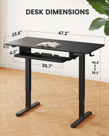 ErGear Electric Standing Desk with Full Size Keyboard Tray, Adjustable Height Sit Stand Up Desk, Home Office Desk Computer Workstation, 48x24 Inches, Black ErGear