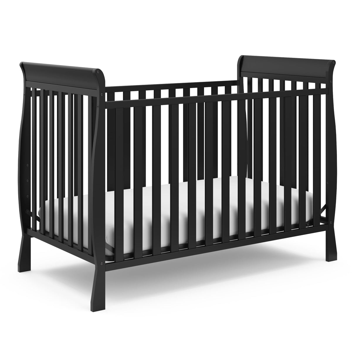 Storkcraft Maxwell Convertible Crib (Black) – GREENGUARD Gold Certified, Converts to Toddler Bed and Daybed, Fits Standard Full-Size Crib Mattress, Classic Crib with Traditional Sleigh Design Storkcraft