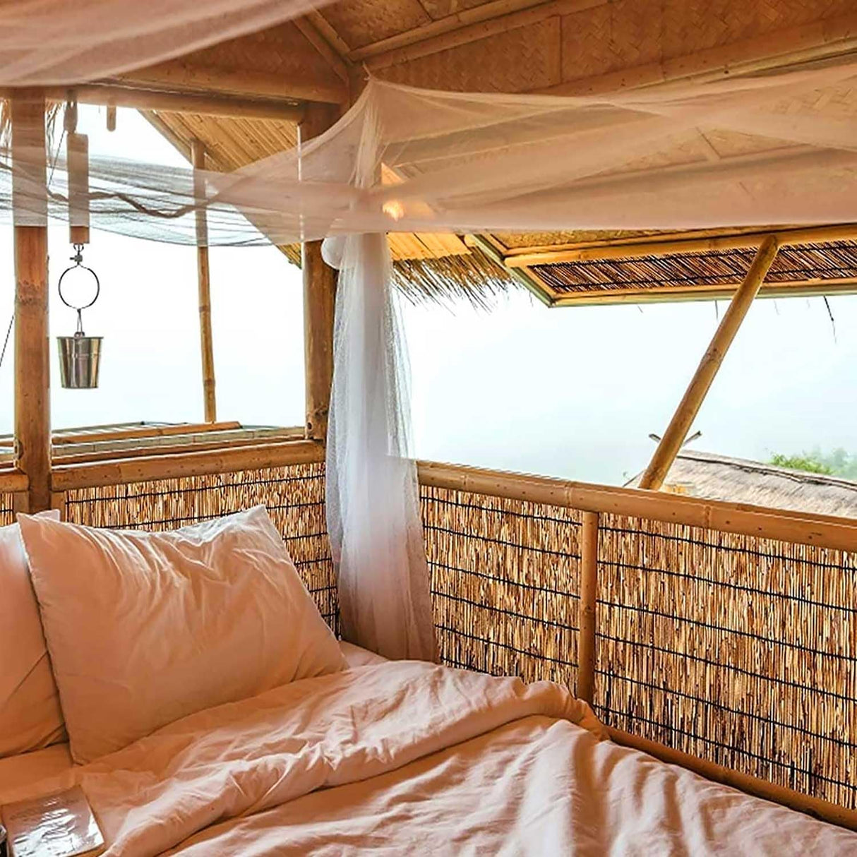 Privacy Fencing Bamboo Privacy Screen Natural Reed Fencing Rolls Balcony Screen Decorative Fences Backyard Divider Easy to Cut for Outdoor Privacy Screening(90 * 800cm(3 * 26ft)) WoodArtSupply