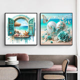 5D Diamond Painting for Adults Beginners, 4 Pack Beach Diamond Art Kits, Summer Ocean Vacation DIY Full Round Drill Diamond Dot Gem Art Kits for Adults, Home Wall Decor 11.8x11.8 Inch Acelii