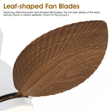 Kviflon 30 Inch Ceiling Fans with Lights, Indoor Outdoor Tropical Ceiling Fan with Remote/APP Control, Flush Mount Palm Leaf Ceiling Fan Light for Bedroom, 6 Speeds, Dimmable - Wood Grain Kviflon