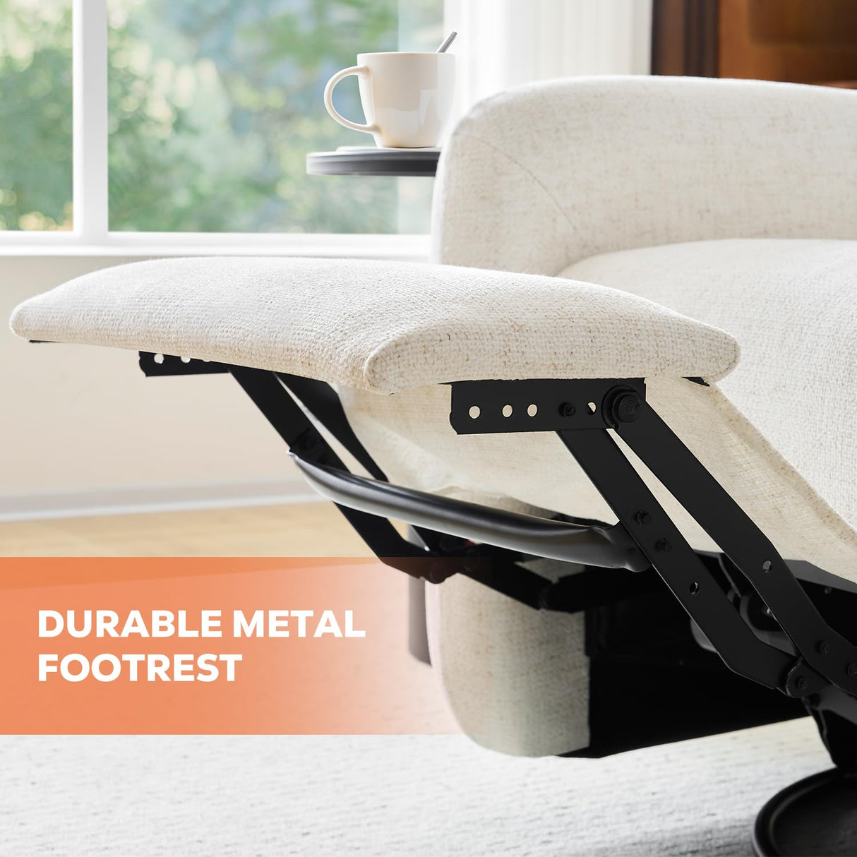 SENYUN Power Recliner Chair, Swivel Rocker Recliner w/USB & Type-C Charging Ports, Chenille Upholstered Swivel Rocker Glider Recliner for Nursery,Living Room, Bedroom, 1PC, Cream SENYUN