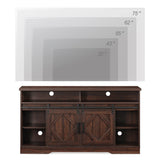 WAMPAT Farmhouse 85 in TV Stand, Entertainment Center with Sliding Barn Doors and 2 Open Storage Shelves for Living Room,Rustic Brown WAMPAT