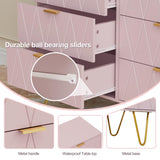 UEV Pink 6 Drawer Dresser,Modern Dresser Chest with Wide Drawers and Metal Handles,Wood Storage Chest of Drawers for Bedroom,Entryway,Hallway (Pink, 6 Drawer) UEV