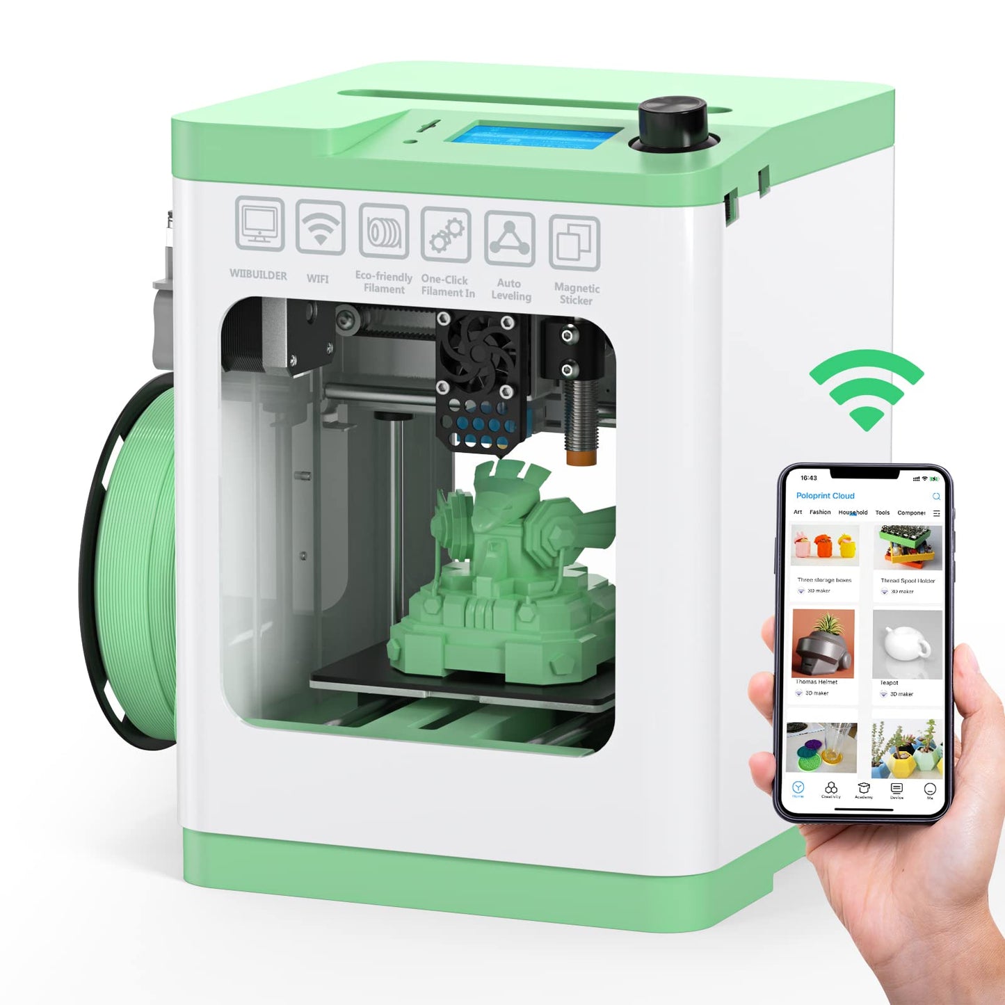 Entina 3D Printers Tina2S with Wi-Fi Cloud Printing, Fully Assembled and Auto Leveling Mini 3D Printer for Beginners, High Precision Printer with Smart Control and Heated Spring Steel Build P - WoodArtSupply