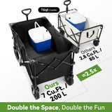 Hikenture 330lbs Collapsible Wagon Cart, Ultra-Large Wagons Carts Foldable, Heavy Duty Folding Wagon with Wheels, Utility All Terrain Wagon for Groceries, Garden, Sports, Beach, Shopping, Black Hikenture