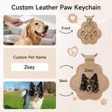 CDBUY Personalized Pet Memorial Gifts for Dogs - Custom Name Paw-Shaped Leather Keychain to Hold Fur or Hair, Refillable Keepsake Charm for Bag, Purse or Keys (Style-B) CDBUY