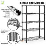 MZG 1250 lbs Storage Shelving Utility Shelving Unit 5-Tier Utility Shelving Unit Steel Organizer Wire Rack for Home,Kitchen,Office (13.7" D x 23.6" W x 62.4" H) M MZG