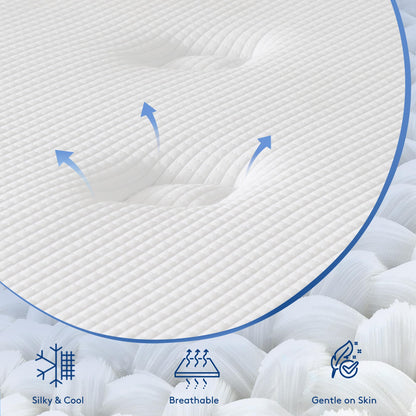 Zeelovtress California King Mattress 14 Inch, Cooling Gel Memory Foam and Pocketed Coils Hybrid Mattress, with Luxury Lyocell Fabric, Medium Firm Feeling for Pressure Relief, Packed in a Box