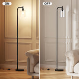 Ziisee Industrial Floor Lamp with Glass Shade - Black, LED Bulbs, Foot Pedal Switch, Easy Assembly Ziisee