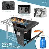 RADIATA PE Wicker Patio Furniture Set Sectional High Back Large Size Sofa Sets with Propane Fire Pit Table 55000 BTU Balcony Rattan Lounge Conversation Sets for Outdoor (15 Pieces,Light Gray) RADIATA