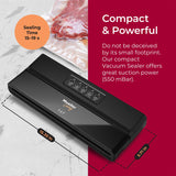 MuellerLiving Vacuum Sealer Machine, Compact Vacuum Sealer Kit with Bags/Roll, LED Light Indicators, Preserve, Marinate, Sous Vide, Black Mueller