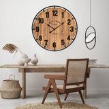 24 Inch Farmhouse Wall Clock Large Old Town Vintage Rustic Wooden Clock with Metal Rim and Large Numerals, Silent Battery-Operated for Office, Kitchen, Bedroom, and Living Room MICWIC