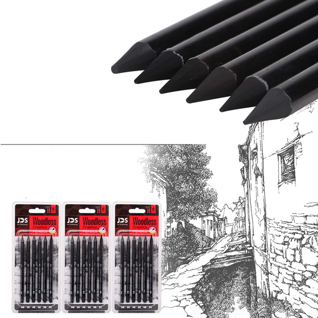YYMIYU Full Graphite Pencils set 6 Piece.HB/2B/4B/6B/8B/EE (lead pencil) YYMIYU