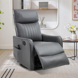 Trustyue Swivel Rocker Recliner Chair, 360° Swivel Recliner with Heat and Massage, Rocker Recliner Nursery Glider Chair with Side Pockets for Living Room (Grey, Faux Leather) Trustyue