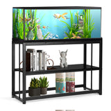 VOWNER 55-75 Gallon Fish Tank Stand - Metal Aquarium Stand, 48.4" x 14.9" x 29.5" Heavy Duty Reptile Tank Stand, Adjustable 2-Tier Fish Tank Rack Shelf for Home Office, Tank not Included, Black VOWNER