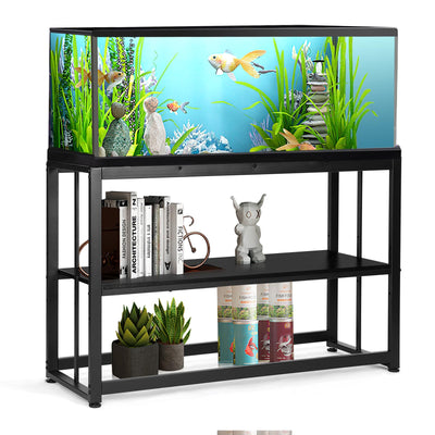 VOWNER 55-75 Gallon Fish Tank Stand - Metal Aquarium Stand, 48.4" x 14.9" x 29.5" Heavy Duty Reptile Tank Stand, Adjustable 2-Tier Fish Tank Rack Shelf for Home Office, Tank not Included, Black