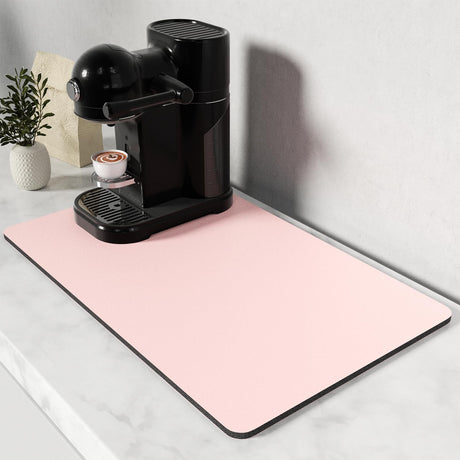 Rnivvi Coffee Mat, 12"x19" Coffee Bar Mat for Coffee Station Accessories and Organizer, Hide Stain Anti Absorbent Dish Drying Pad for Kitchen Counter, Cute Coffee Bar Decor Coffee Machine Mat, Pink Rnivvi
