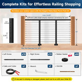 Gyykzz 2 Pack Porch Cable Railing Post Kits with Handed Thread Swage Lag Screws for Wood Post, 36" Black Stainless Steel Level Line Railing Post System, Fixed Top Complete Railing Kits for Wood Porch Gyykzz