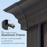 PURPLE LEAF 12' X 12' Permanent Hardtop Gazebo Aluminum Gazebo with Galvanized Steel Double Roof for Patio Lawn and Garden, Curtains and Netting Included, Grey PURPLE LEAF