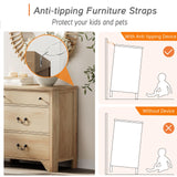 WAMPAT 3 Drawer Dresser for Bedroom, 31.5" Farmhouse Dresser, Kids Dressers for Nursery with Wide Chest of Drawers for Bedroom, Living Room, Oak WAMPAT