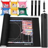 Jigsaw Puzzle Mat Roll Up - 2000 1500 1000 500 Pcs Puzzles Mats, Black Smooth Top & Non-Slip Felt Bottom Roll-Up Puzzle Matte for Sorting Table, Board, Frame, Storage+ 6 Save Trays. for Adults Lwoeo