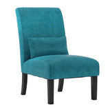 Roundhill Furniture Pisano Teal Blue Fabric Armless Contemporary Accent Chair with Kidney Pillow Roundhill Furniture