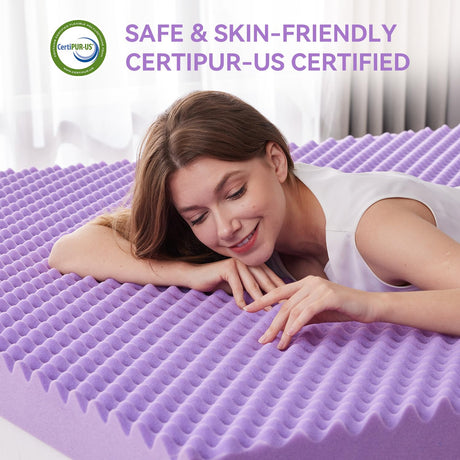 SINWEEK 1.5 Inch Egg Crate Memory Foam Mattress Topper Queen Size, Soft Mattress Pad for Back Pain Relief, Bed Topper, CertiPUR-US Certified SINWEEK